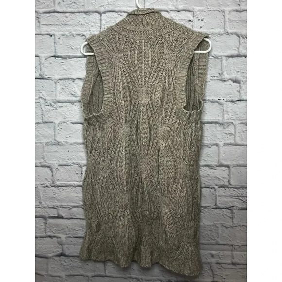 Cabi Womens Vest Long Cable Knit Beige Cotton Wool Yak Blend XS. - Picture 3 of 8